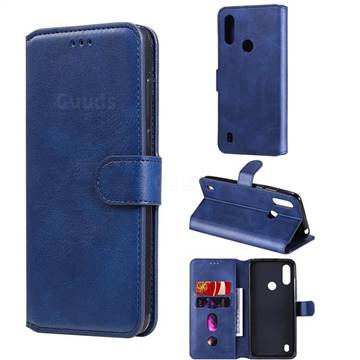 Retro Calf Matte Leather Wallet Phone Case for Motorola Moto E6s (2020) - Blue