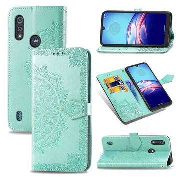 Embossing Imprint Mandala Flower Leather Wallet Case for Motorola Moto E6s (2020) - Green