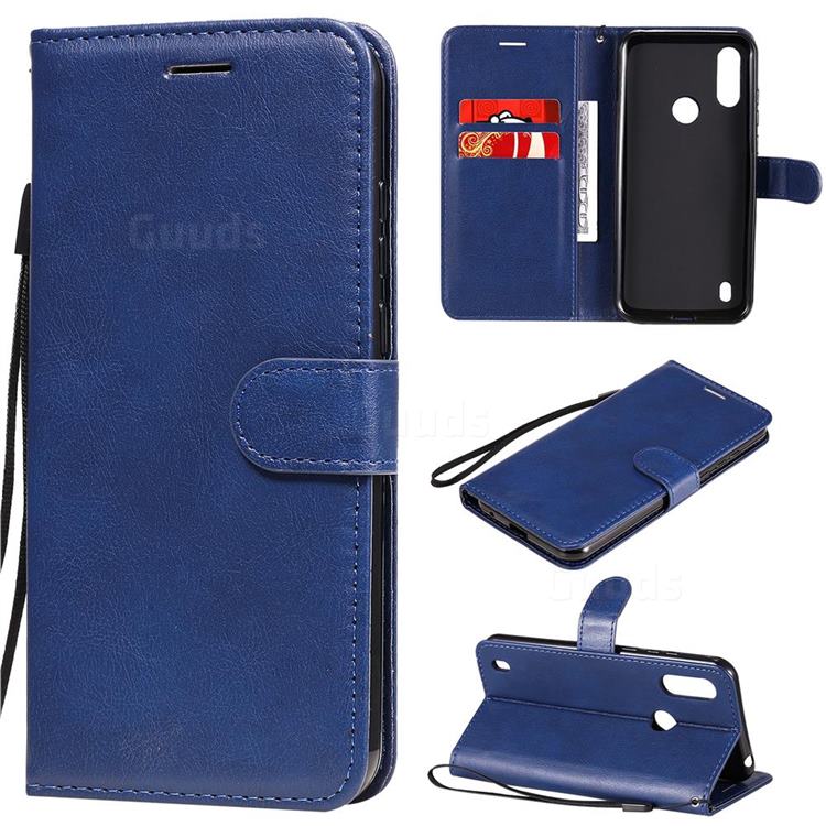 Retro Greek Classic Smooth PU Leather Wallet Phone Case for Motorola Moto E6s (2020) - Blue
