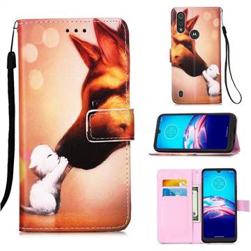 Hound Kiss Matte Leather Wallet Phone Case for Motorola Moto E6s (2020)
