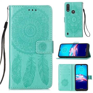 Embossing Dream Catcher Mandala Flower Leather Wallet Case for Motorola Moto E6s (2020) - Green