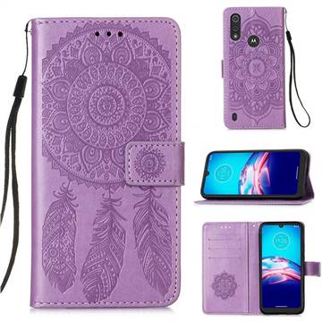 Embossing Dream Catcher Mandala Flower Leather Wallet Case for Motorola Moto E6s (2020) - Purple