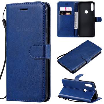 Retro Greek Classic Smooth PU Leather Wallet Phone Case for Motorola Moto E7 - Blue