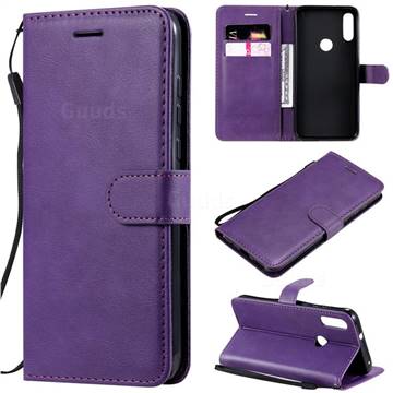 Retro Greek Classic Smooth PU Leather Wallet Phone Case for Motorola Moto E7 - Purple