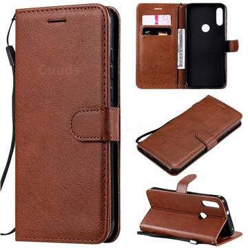 Retro Greek Classic Smooth PU Leather Wallet Phone Case for Motorola Moto E7 - Brown