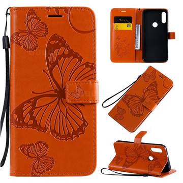 Embossing 3D Butterfly Leather Wallet Case for Motorola Moto E7 - Orange