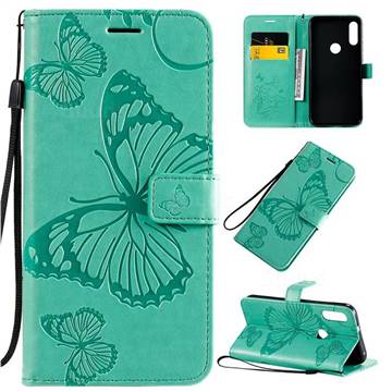 Embossing 3D Butterfly Leather Wallet Case for Motorola Moto E7 - Green