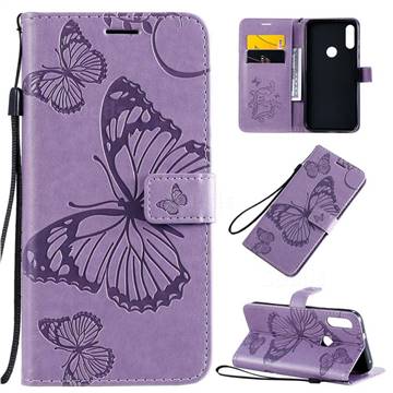 Embossing 3D Butterfly Leather Wallet Case for Motorola Moto E7 - Purple