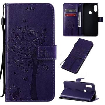 Embossing Butterfly Tree Leather Wallet Case for Motorola Moto E7 - Purple