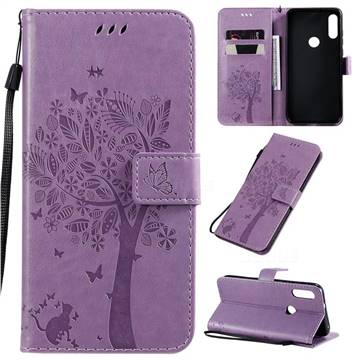 Embossing Butterfly Tree Leather Wallet Case for Motorola Moto E7 - Violet