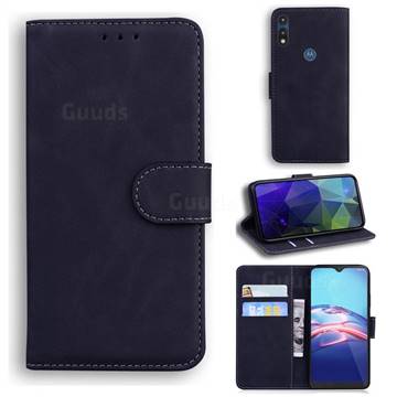Retro Classic Skin Feel Leather Wallet Phone Case for Motorola Moto E7(Moto E 2020) - Black