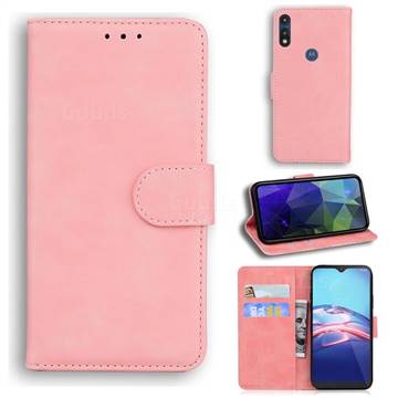 Retro Classic Skin Feel Leather Wallet Phone Case for Motorola Moto E7(Moto E 2020) - Pink