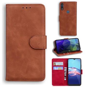 Retro Classic Skin Feel Leather Wallet Phone Case for Motorola Moto E7(Moto E 2020) - Brown
