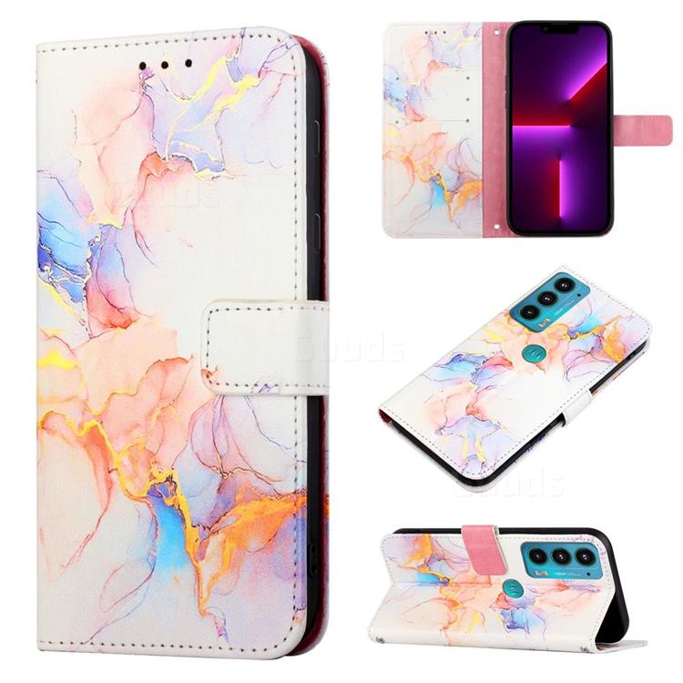 Galaxy Dream Marble Leather Wallet Protective Case for Motorola Edge 20