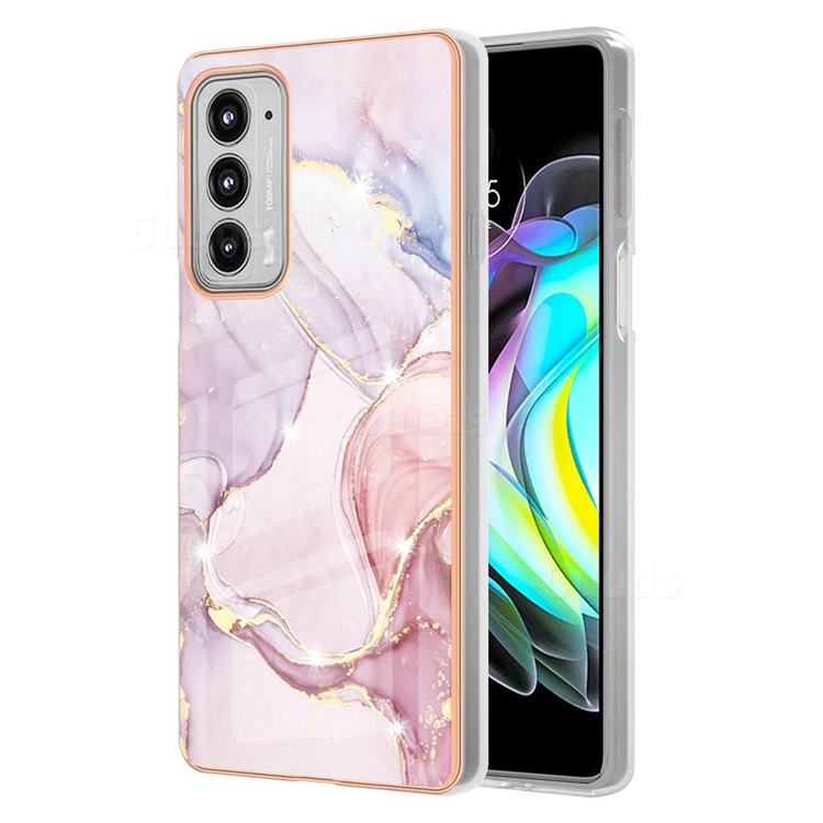Rose Gold Dancing Electroplated Gold Frame 2.0 Thickness Plating Marble IMD Soft Back Cover for Motorola Edge 20