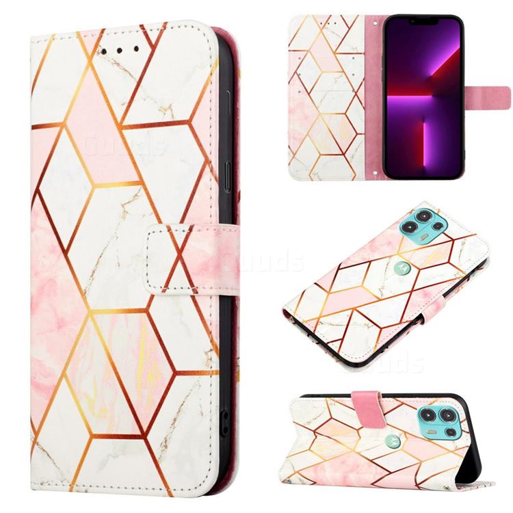 Pink White Marble Leather Wallet Protective Case for Motorola Edge 20 Lite