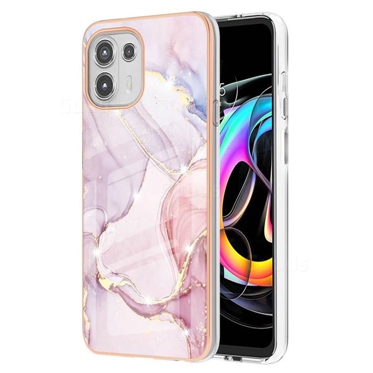 Rose Gold Dancing Electroplated Gold Frame 2.0 Thickness Plating Marble IMD Soft Back Cover for Motorola Edge 20 Lite