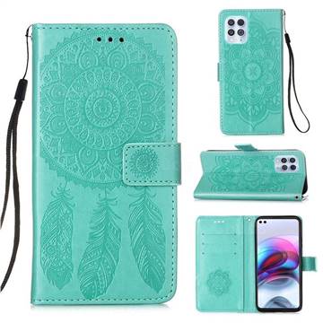 Embossing Dream Catcher Mandala Flower Leather Wallet Case for Motorola Edge S - Green