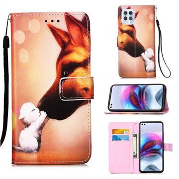 Hound Kiss Matte Leather Wallet Phone Case for Motorola Edge S