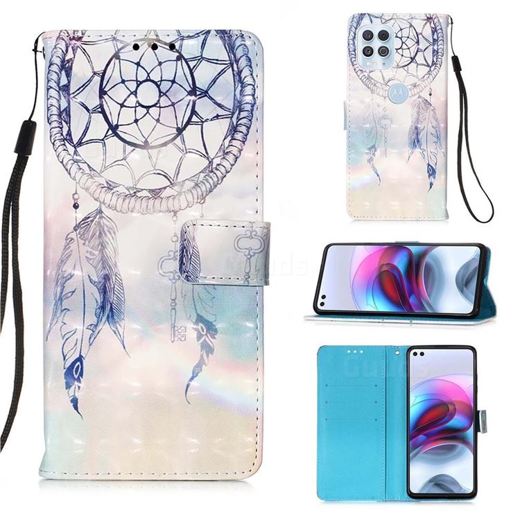 Fantasy Campanula 3D Painted Leather Wallet Case for Motorola Edge S