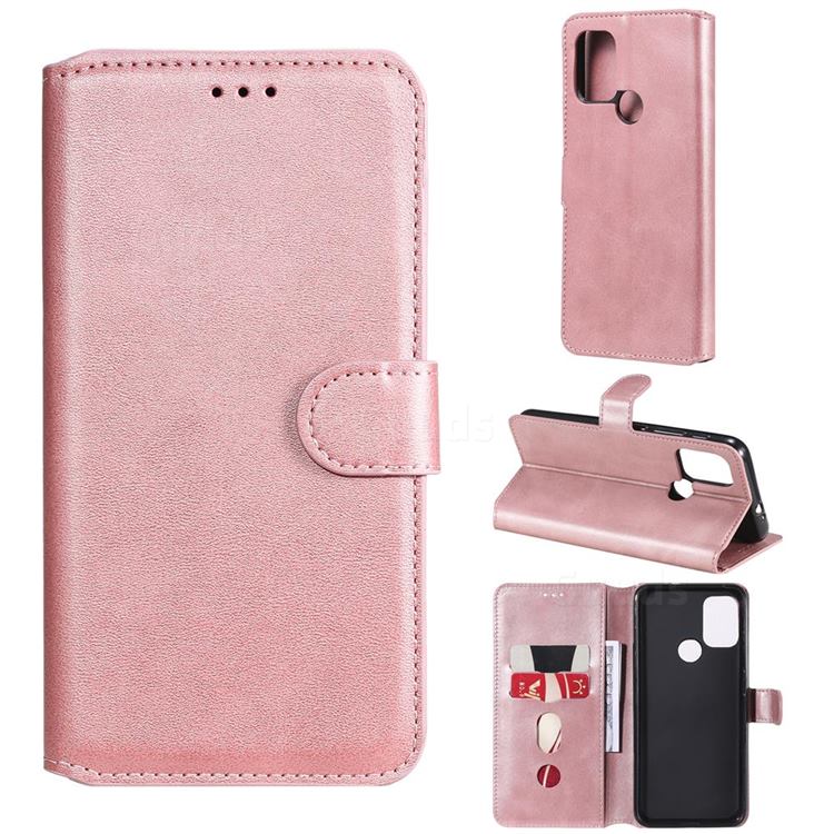 Retro Calf Matte Leather Wallet Phone Case for Motorola Moto G10 - Pink