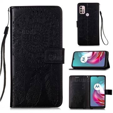 Embossing Dream Catcher Mandala Flower Leather Wallet Case for Motorola Moto G10 - Black