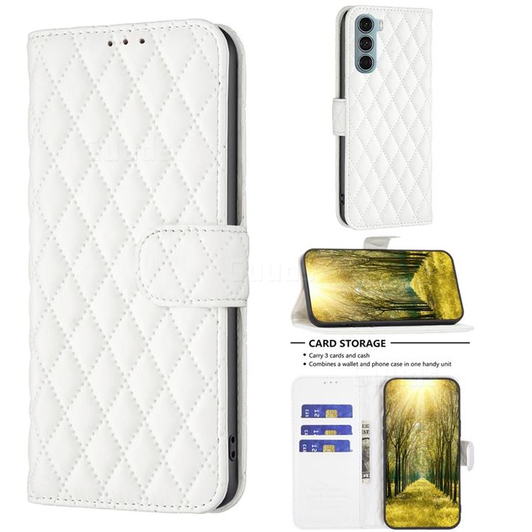 Binfen Color BF-14 Fragrance Protective Wallet Flip Cover for Motorola Moto G200 5G - White