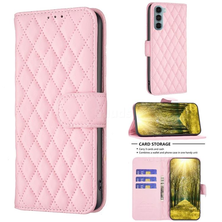 Binfen Color BF-14 Fragrance Protective Wallet Flip Cover for Motorola Moto G200 5G - Pink