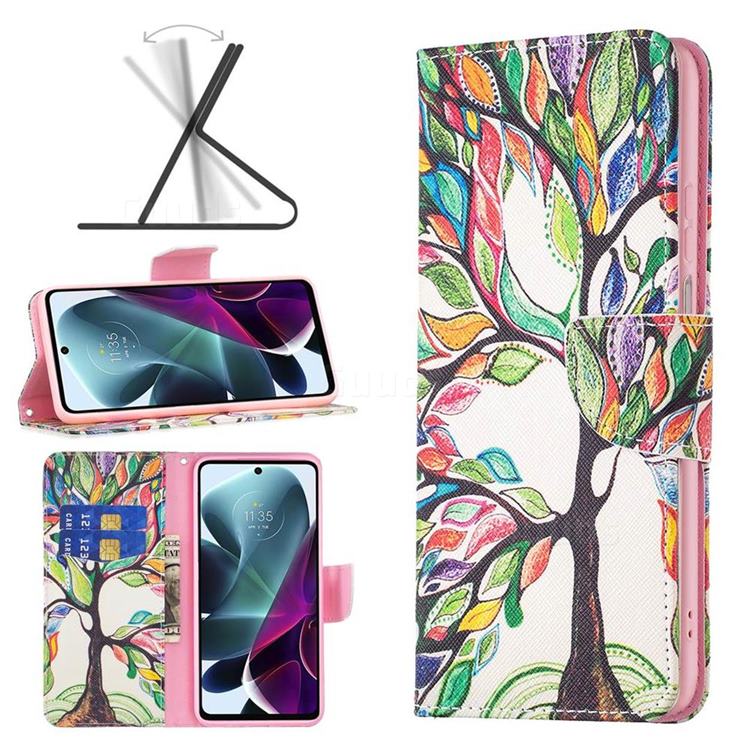 The Tree of Life Leather Wallet Case for Motorola Moto G200 5G
