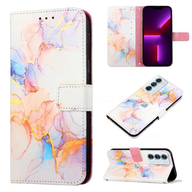 Galaxy Dream Marble Leather Wallet Protective Case for Motorola Moto G200 5G