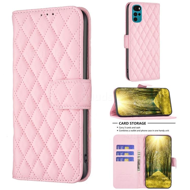 Binfen Color BF-14 Fragrance Protective Wallet Flip Cover for Motorola Moto G22 - Pink