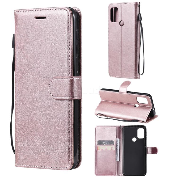 Retro Greek Classic Smooth PU Leather Wallet Phone Case for Motorola Moto G30 - Rose Gold