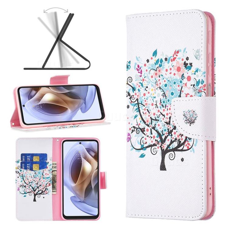 Colorful Tree Leather Wallet Case for Motorola Moto G31 G41