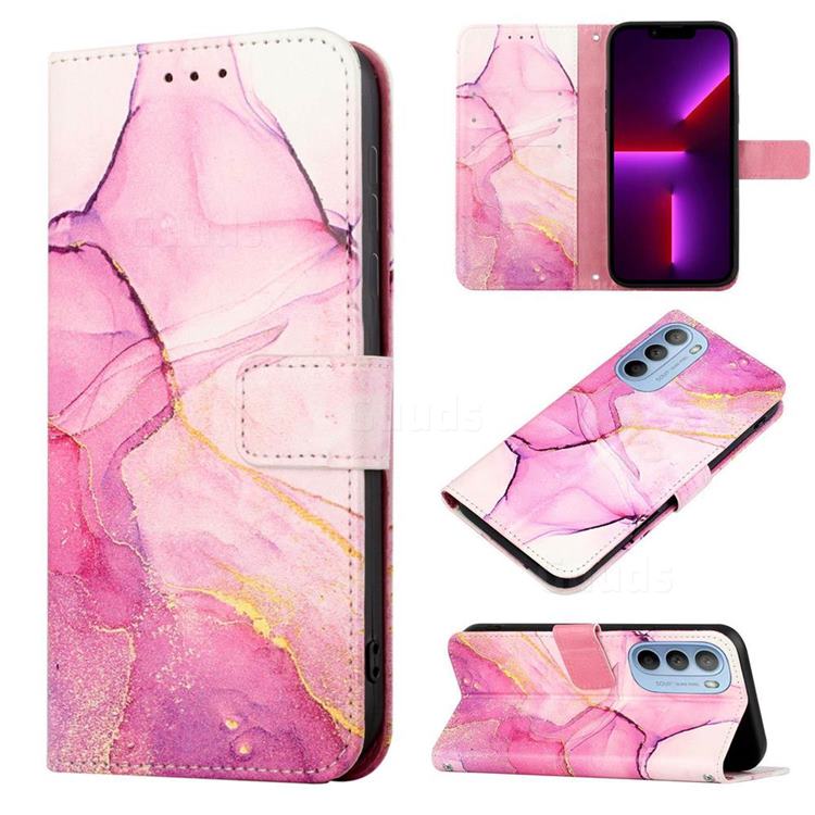 Pink Purple Marble Leather Wallet Protective Case for Motorola Moto G31 G41