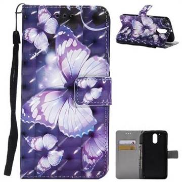 Violet butterfly 3D Painted Leather Wallet Case for Motorola Moto G4 G4 Plus
