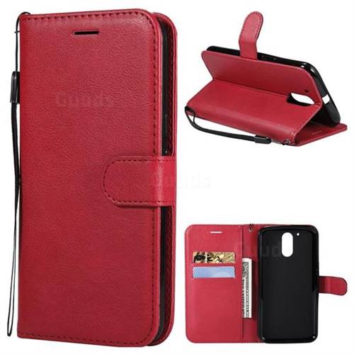 Retro Greek Classic Smooth PU Leather Wallet Phone Case for Motorola Moto G4 G4 Plus - Red