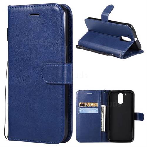 Retro Greek Classic Smooth PU Leather Wallet Phone Case for Motorola Moto G4 G4 Plus - Blue