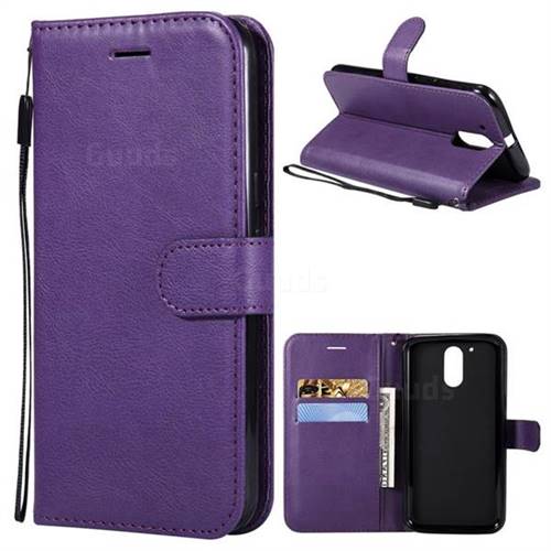Retro Greek Classic Smooth PU Leather Wallet Phone Case for Motorola Moto G4 G4 Plus - Purple