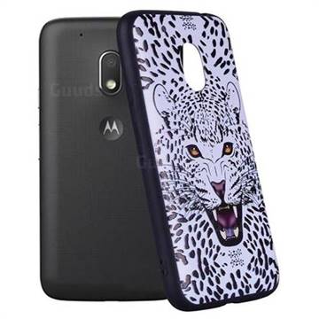 Snow Leopard 3D Embossed Relief Black Soft Back Cover for Motorola Moto G4 Play