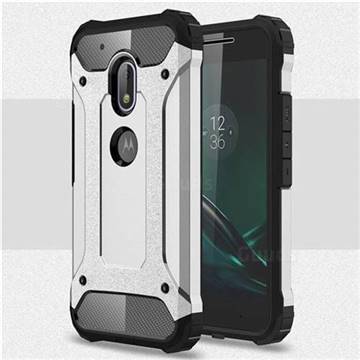 King Kong Armor Premium Shockproof Dual Layer Rugged Hard Cover for Motorola Moto G4 Play - Technology Silver