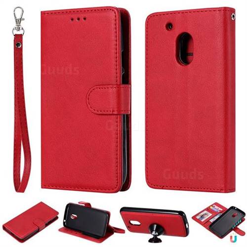 Retro Greek Detachable Magnetic PU Leather Wallet Phone Case for Motorola Moto G4 Play - Red