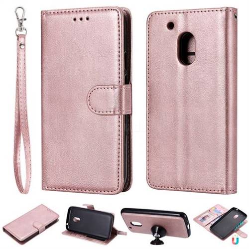 Retro Greek Detachable Magnetic PU Leather Wallet Phone Case for Motorola Moto G4 Play - Rose Gold