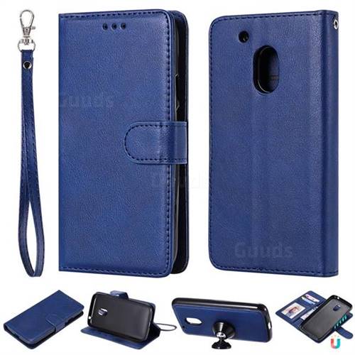 Retro Greek Detachable Magnetic PU Leather Wallet Phone Case for Motorola Moto G4 Play - Blue