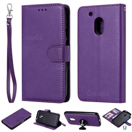 Retro Greek Detachable Magnetic PU Leather Wallet Phone Case for Motorola Moto G4 Play - Purple