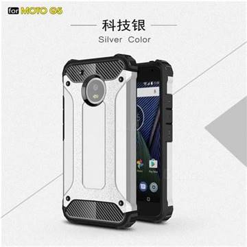 King Kong Armor Premium Shockproof Dual Layer Rugged Hard Cover for Motorola Moto G5 - Technology Silver