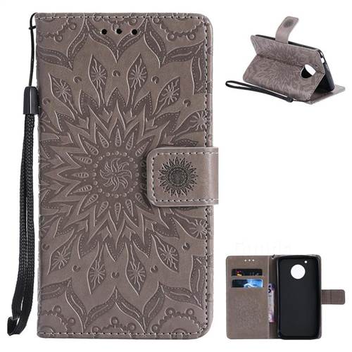 Embossing Sunflower Leather Wallet Case for Motorola Moto G5 - Gray