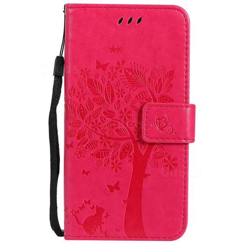 Embossing Butterfly Tree Leather Wallet Case for Motorola Moto G5 - Rose