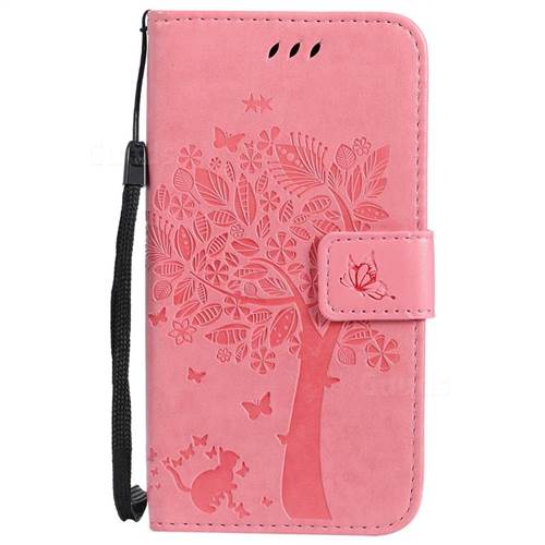Embossing Butterfly Tree Leather Wallet Case for Motorola Moto G5 - Pink