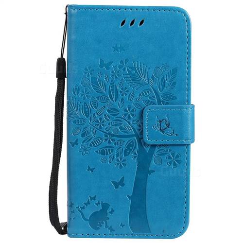 Embossing Butterfly Tree Leather Wallet Case for Motorola Moto G5 - Blue