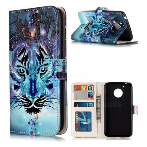 Ice Wolf 3D Relief Oil PU Leather Wallet Case for Motorola Moto G5